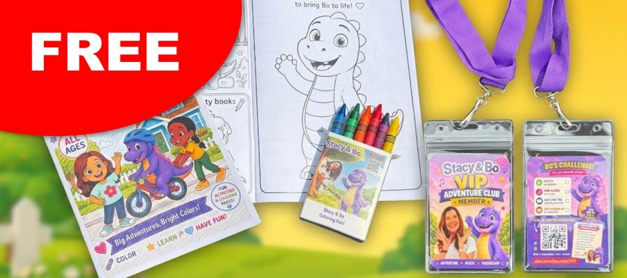 FREE Stacy & Bo Activity Book with Crayons & Lanyard