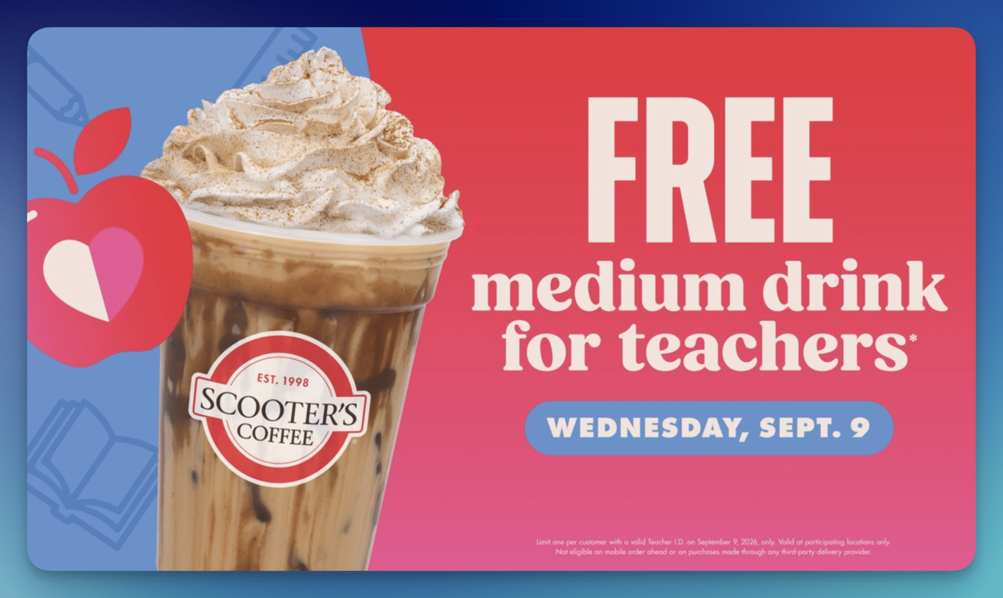 Scooter’s Coffee: FREE Medium Drink for Teachers (September 9)